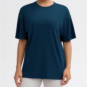 Banana Republic Loose Fit Oversize Crewneck Blouse Shirt Teal Blue Medium